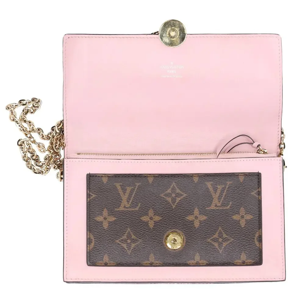 Louis Vuitton Monogram Flore Chain Wallet Crossbody Rose Ballerine Pink - Picture 9 of 11